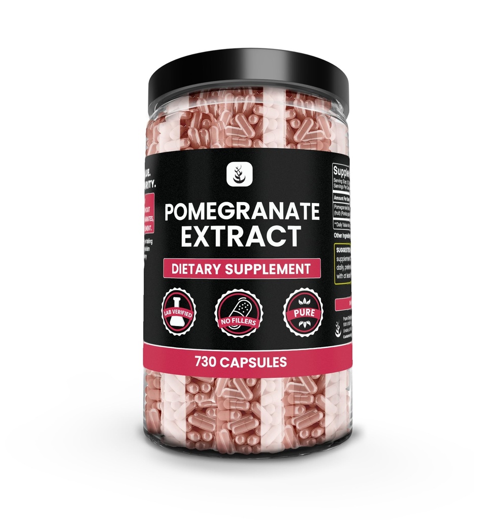 Pure Original Materialss Pomegranate Extract (730 Capsules) Magnezyum Or Rice Fillers, Always Pure, Lab TY
