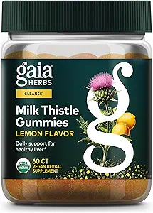 Gaia Herbs Süt Butle Gummies - Liver Health & Liver Detox için Antioksit Özellikleri - Lemon Flavored - 60 Vegan Gummies