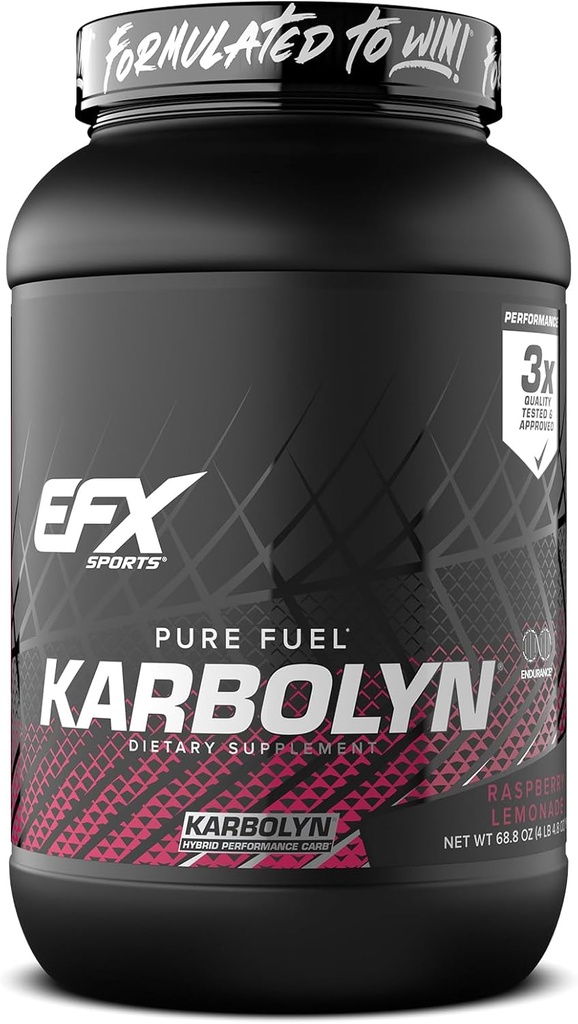 EFX Sports Karbolyn Fuel | Fast-Absorbing Carbohydrate Powder | Carb Load, Sustained Energy, Quick Recovery | Stimulant Free | 35 Servings (Raspberry Lemonade)