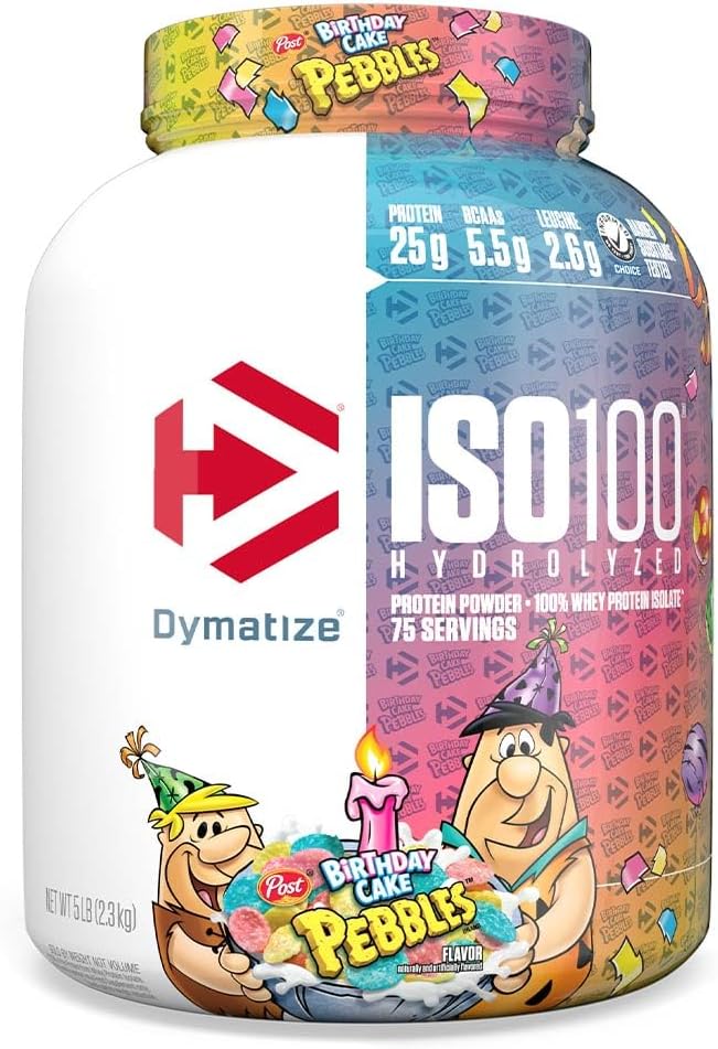 ISO100 Whey Protein Toz Isolate, doğum günü Kek, Protein 25g, 5 Pound, 5.5g BCAAs, 120 Cal., Gluten Free, 1g Fat, 1g Sugar, 2g Carb (75 Hizmet)