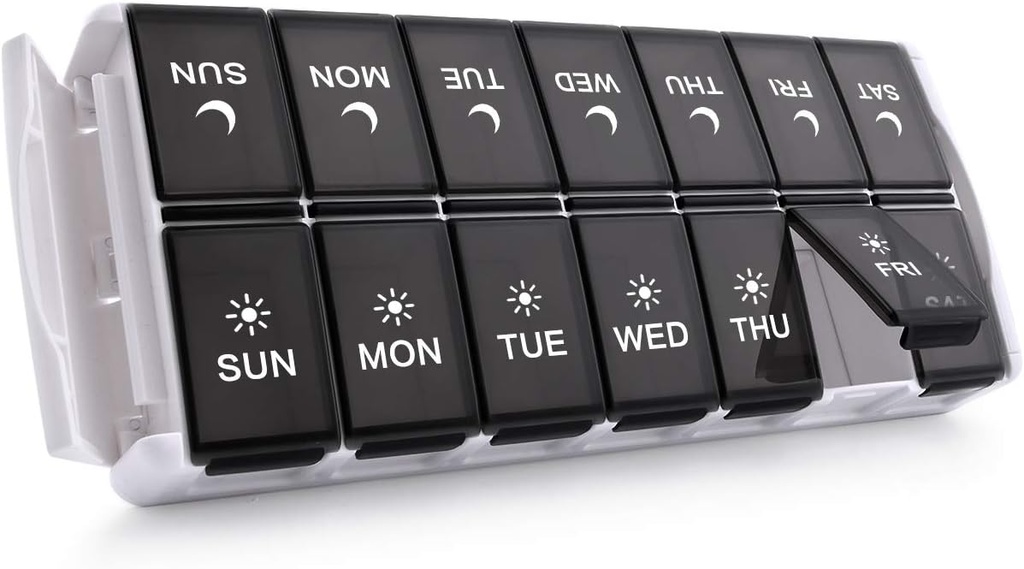 TakeMag Weekly Pill Organizer 2 φορές την ημέρα, Easy Fill Medicine Pill Organizer AM PM Pill Case, Μεγάλη Χωρητικότητα 7 Day Pill Box for Pills/Vitamin/Fish Oil/Συμπληρώματα (Patent Registered)
