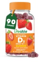 Yetişkinler için D Gummies | 5000 IU | Great Tasting D3 Vitamin | Immune Support and Health Bones Vitamin D Supplement for Men, Women | 90 Gummies | Lifeable