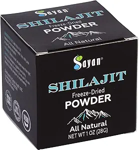 Sayan Pure Shilajit Toz 1oz/28g, 5 Ay Supply - Potent Organik Fulvic Acid Supplement - Destekler Immune System, Memory, Focus, and provides Natural Energy - Freeze-Dry Extract, Vegan, Non-GMO