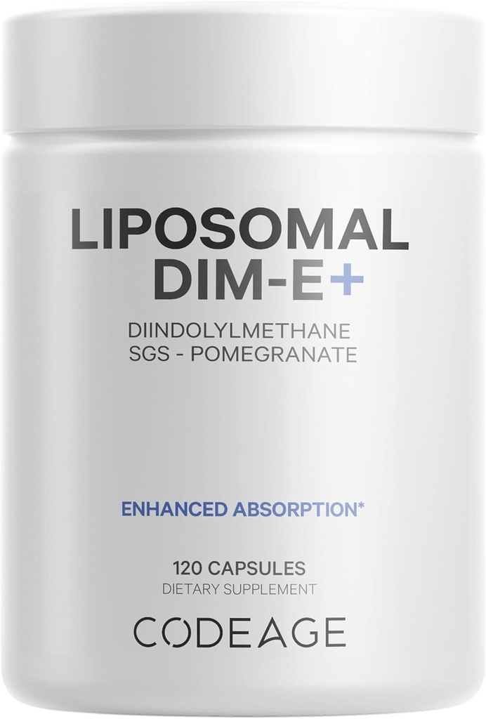 Codeage Liposomal DIM Supplement - 4 Μήνες Προσφορά βιταμίνης DIM και SGS, Ρόδι, Μπρόκολο, Ισομερή Βιταμίνης Ε Τοκοφερόλες Alpha Beta Gamma Delta - Liposomal Formula - Χωρίς γλουτένη - 120 Κάψουλες