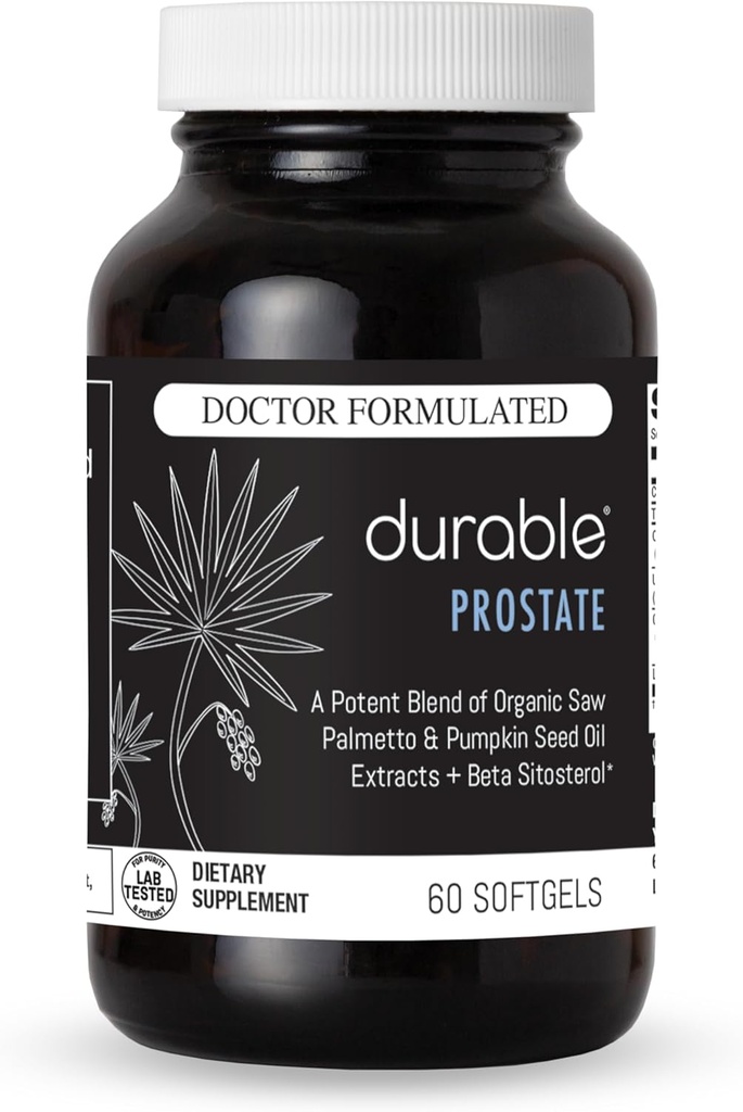 Dayanıklı Prostate – Organik USPlus Saw Palmetto + Beta-Sitosterol – Erkeklerin Prostate Health, Bladder Function & Flow- Doctor-Formated, Made in USA – 30 Day Supply (60 Softgels)