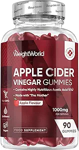 KiloWorld Apple Cider Vinegar Gummies with The Mother 1000 mg - 90 Gummies - B9 (Folic Acid) & C for Detox, Cleanse, Digestion & Metabolism - Doğal Apple Flavor