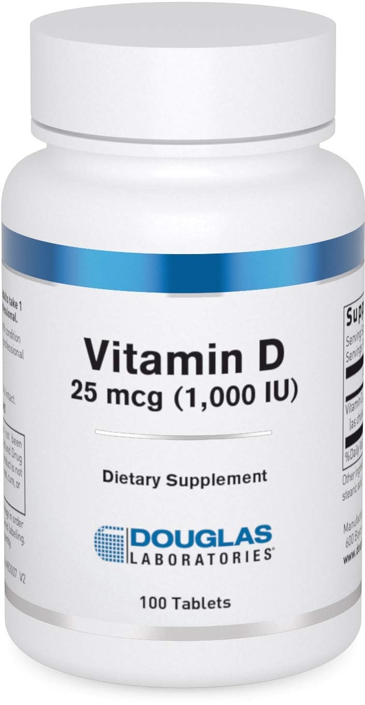 Douglas Laboratories Vitamin D 25 mcg (1,000 IU) - D3 Vitamin - Immune Support, Bone Health & Tooth Health* - D Vitamini Cholecalciferol - 100 Tablet