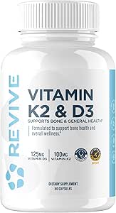 REVIVE MD Vitamin D3 & K2 - Bone Health & Muscle Strength - K2 & D3 For Women & Men Health & Brain Function