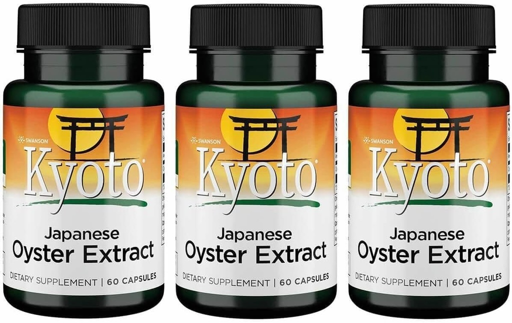 Swanson Kyoto Japon Oyster Ekstraksiyonu - Erkekler ve Kadınlar için Doğal Supplement - (500 Milligram 60 Capsules) (3 Pack)