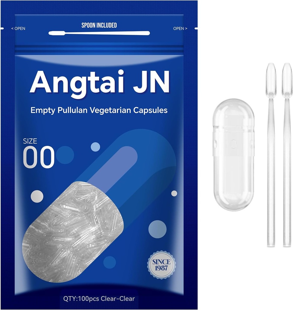 Boş Kapsüller Boyutu 00 - Clear Fillable Vegetarian Capsules (100 Kont) Boyut 00 Boş Pullulan Capsules with Two Micro Lab Spoons,- Veggie Capsules Boş Caps for DIY Your Own Supplements