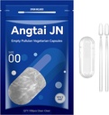 Boş Kapsüller Boyutu 00 - Clear Fillable Vegetarian Capsules (100 Kont) Boyut 00 Boş Pullulan Capsules with Two Micro Lab Spoons,- Veggie Capsules Boş Caps for DIY Your Own Supplements