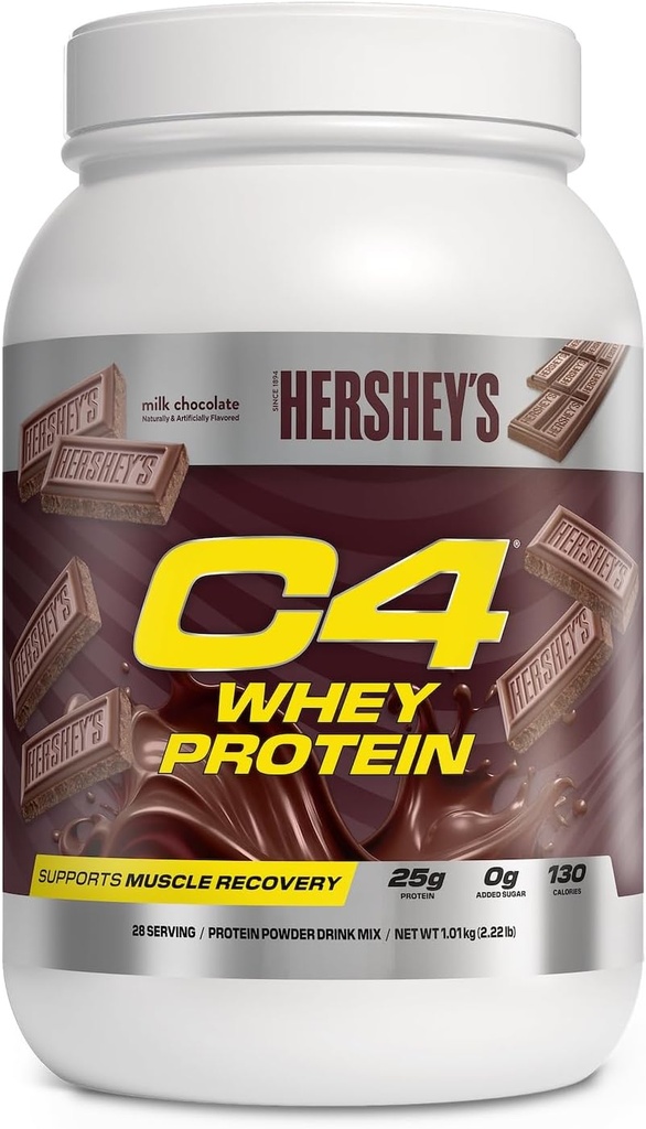 Cellucor C4 Whey Protein Powder, Hershey's Chocolate - 25g Protein, 0g Προστέθηκε ζάχαρη, 130 θερμίδες ανά υπηρεσία, υποστηρίζει την αποκατάσταση των μυών, 28 εξυπηρετούν, Premium Ορός γάλακτος για μετά την προπόνηση