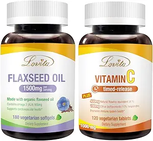 Lovita Flaxseed Oil & Vitamin C Nutrients Bundle. Διατροφικό συμπλήρωμα υποστηρίζει καλύτερη διατροφή & γενική ευεξία