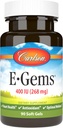 Carlson- E-Gems, 400 IU (268 mg), Kalp Sağlığı ve Optimal Wellness, Antioksi, 90 yumuşak jel