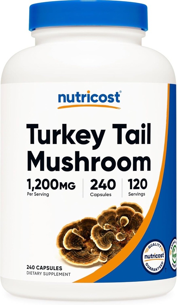 Nutricost Turkey Tail Mushroom Capsules 1200 mg, 120 Hizmet (240 Capsules) - Gluten Free, Non-GMO ve Vegetarian Friendly Friendly