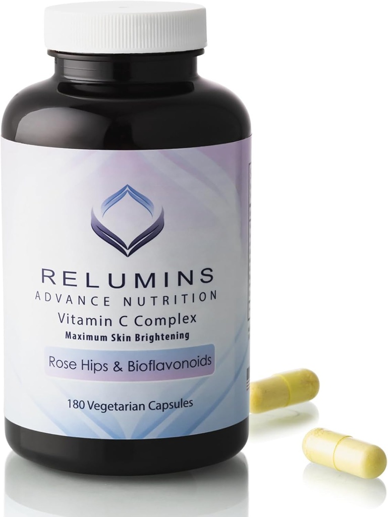 Relumins Advanced Vitamin C Supplement with Rose HIPS – 1000mg Vitamin C, Immune Support & Collagen Production, Made in USA - 180 Κάψουλες (90-Day Supply)