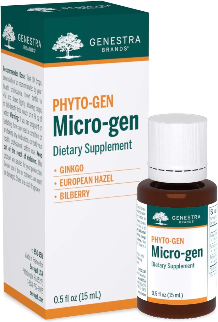 Genstra Brands Micro-gen | Gingko, Avrupa Hazel ve Bilberry Herbal Supplement | 0,5 fl. oz.