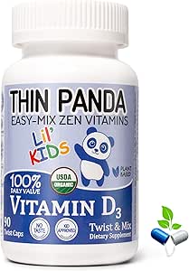 Lil' Kids Vitamin D3 Supplement | 100% Of Your RDA | Güçlü Bones & Health Immunity | Benzersiz Twist & Mix Design | GMO Gluten Vegan & Taste Free | For Toddlers Ages 3 & Under | 90 Servisler