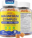 Magnezyum Kompleks Gummies 400 mg, Magneisum Glycinate Citrate Malate + Turmeric, GABA, B6 B12, Kava, L-Theanine for Sleep, Calm, Relaxation, Energy, Magnezyum Gummies for Women Men, Vegan, 2 Pack