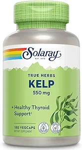 Solaray Kelp 550 mg Sağlıklı Tiroid Fonksiyonları, Enerji & Metabolism Desteği | No-GMO | 180 VegCaps