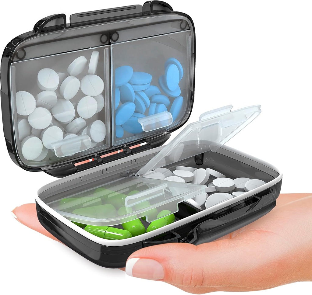 BEXEEN Küçük Pill Box For Purse Mini Pill Case - Tıp Pill Organize Seyahat - Portatif Pill Konteyner Kompakt Pill Sahibi Moisture Kanıtlı Pocket Vitamin Organizer 4 Karşılaştırmalı İlaç Kitleri