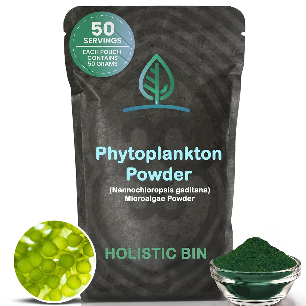 Holistic Bin Marine Phytoplankton Powder – Βιώσιμα καλλιεργείται σε Nordic Green Water Farm – Nutrient-Dense Omega-3 Superfood – Πλούσιο σε Αμινοξέα, Χλωροφύλλη, Βιταμίνες & Trace Minerals – 50 γραμμάρια