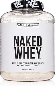 NAKED Vanilla Whey Protein Toz - All Natural Grass Fed Whey Protein Toz, Vanilla Flavor, Organik Coconut Şeker, 5Lb Bulk, GMO-Free, Soy Free, Gluten Free - 61 Hizmetler