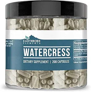Earthborn Elements Watercress 200 Capsules, Pure & Undiled, No Wordss