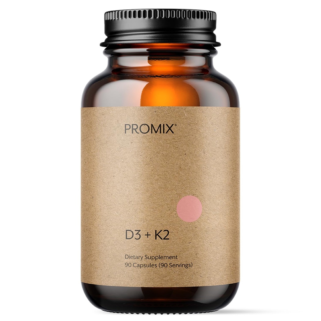 ProMix Nutrition Vitamin D3 K2 5000iu Supplement | MK4 & MK7 | Soy & Gluten Free - 90 Count Capsule