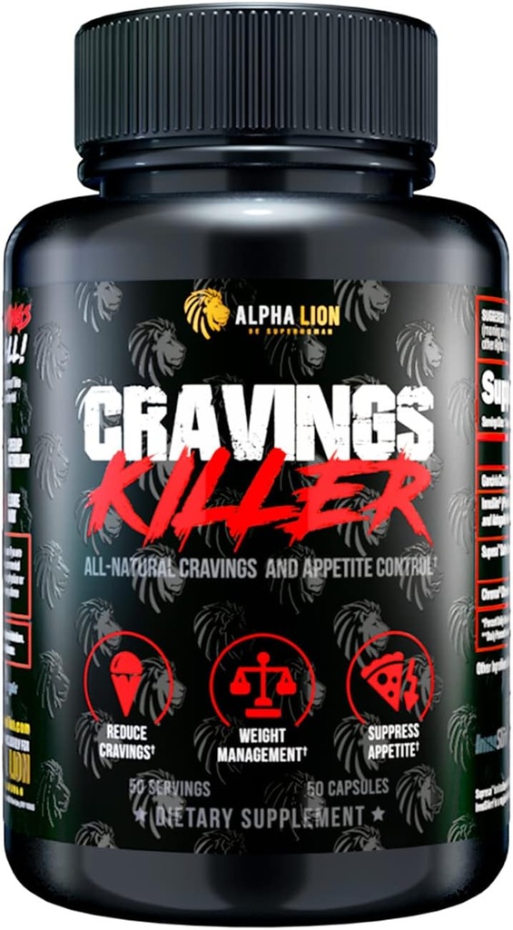 Alfa Lion Cravings Killer Supplement with Saffron Extract & Garcinia Cambogia Extract for Metabolism & Diyet Support, Helps Control Hunger & More (50 Capsules)