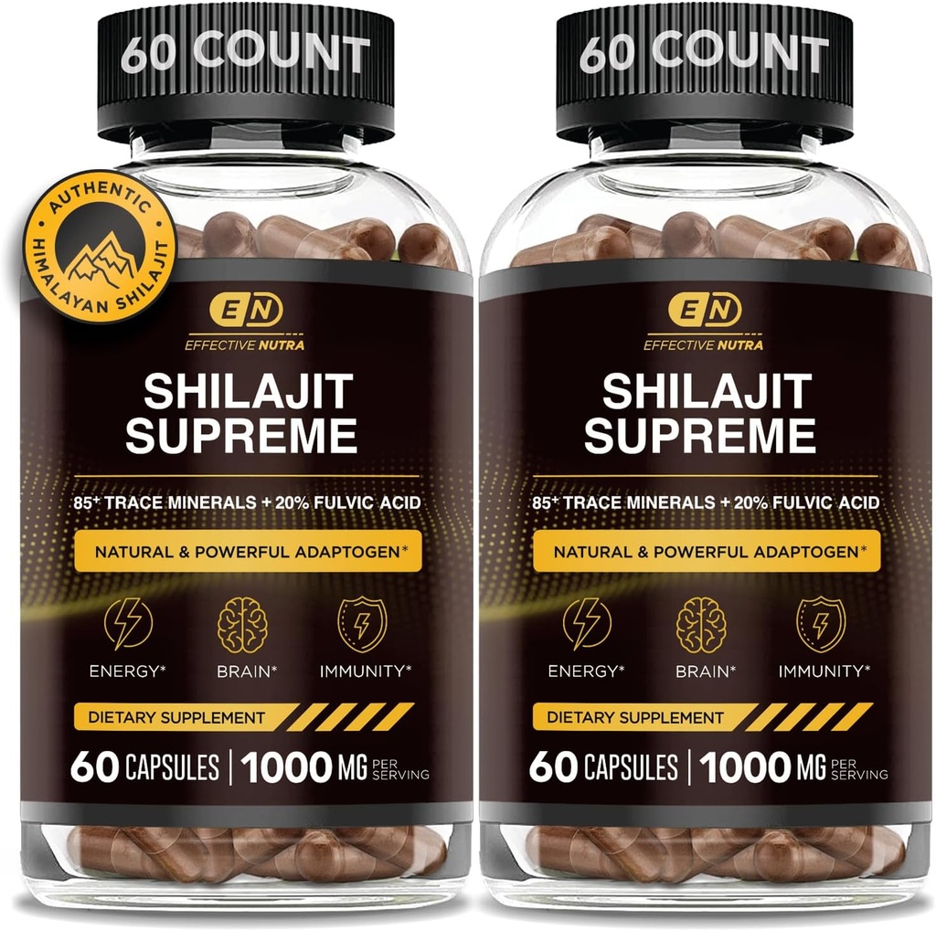 Αποτελεστικές κάψουλες NUTRA Pure Shilajit για άνδρες και γυναίκες - Καθαρό σιλατζίτ Ιμαλαΐων για άνδρες και γυναίκες - Υψηλή σε μέταλλα & Fulvic οξύ - 10000mg του Αυθεντικού εκχύλισμα σιλατζίτ ανά υπηρεσία (120 κόμης)