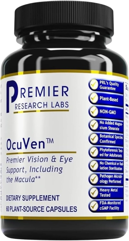 Premier Research Labs OcuVen - Lutein και Zeaxanthin συμπλήρωμα, Βιταμίνες ματιών, Συμπληρώματα υγείας ματιών για ενήλικες & ηλικιωμένους, Συμπληρώματα όρασης, Macular Health, Φροντίδα ματιών - 60 κάψουλες χορτοφάγων
