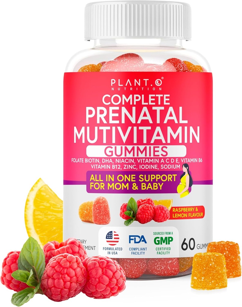 DHA'lı Kadınlar için Prenatal Gummies, Folate, Vitamin B C D | Fetal ve Neural Destek için Çokvitamini, Bones, Energy & Immunity during Gebelik