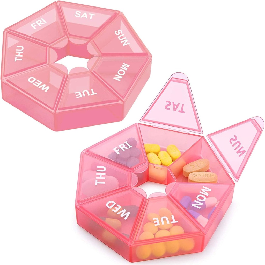 2 deploy Weekly Pill Organizer Large 7 Day Pill Box Organizer Daily Medicine Case for Vitamin Fish Oil Pills Supplements Arthritis Friendly
