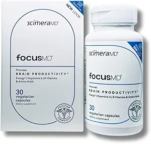 ScimeraMD® FocusMD Brain Supplement with Nootropic Organic Coffeeberry, Huperzine A for Memory, Focus, and Energy, 30 CT