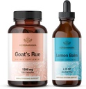 HERBAMAMA Goat'ın Rue ve Lemon Balm Kit - 1200 mg Goat'ın Rue Capsules & Lemon Balm Liquid Drops 4 fl oz - Vegan, Non-GMO, Sugar & Alkol-Free - 2 Pack