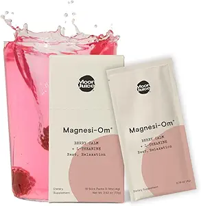 Moon Juice - Magnesi-Om, Berry & Blue Lemon - Sticks (14 Servisler) - Beyin Sağlığını Destek - Rest - Magnezyum Toz - L-Theanine - Regularity - 100% Traceable - Vegan, GMO - 0.14oz