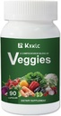 Veggies -Ολόκληρο συμπλήρωμα διατροφής με Super-Food Λαχανικά για γυναίκες, άνδρες, και παιδιά-90 κάψουλες Veggie με υψηλές βιταμίνες & ορυκτά. (Βεγγάρια 1 Συσκευασία)