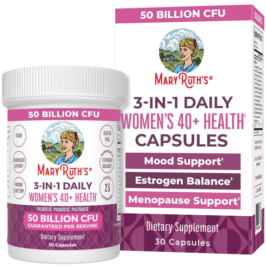 MaryRuth Organics 3-in-1 Daily Health 40+ Probiyotiks for Women | Klinik Olarak Test Edildi | Kadınlar için Estrogen Supplement | 50 Milyar CFU | Allergen Ücretsiz | 30 ct