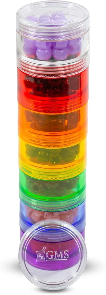 7 Day Medicine Hill Organizer - Stackable Pill Box - Ταιριάζει σε μικρά δισκία & συμπληρώματα βιταμίνης - Κρατήστε την Καθημερινή σας Ιατρική Οργανωμένη σε ένα μέρος - Μικρό ουράνιο τόξο