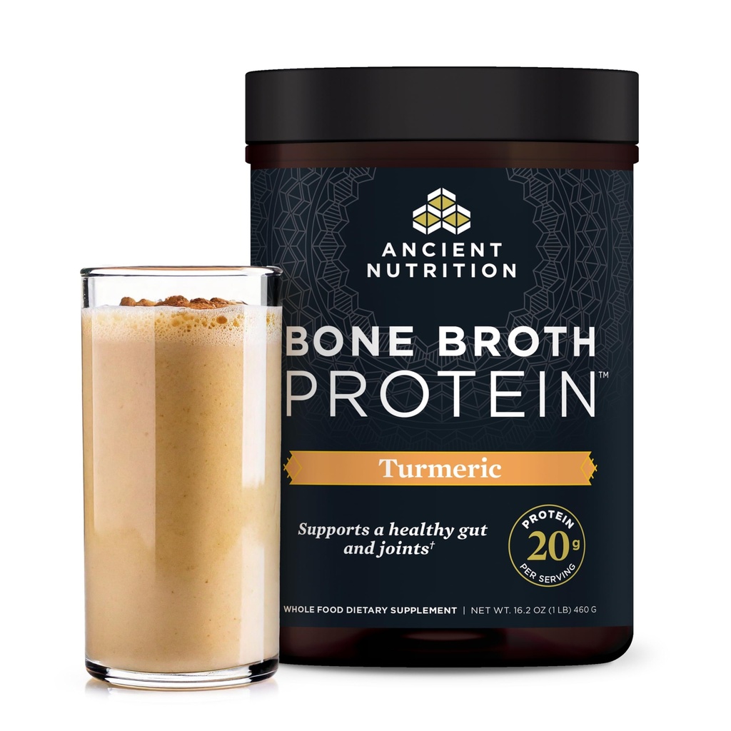 Αρχαία διατροφή Grass Fed, Cage Free, Bone Broth Protein Powder, 20g πρωτεΐνη, Hydrolyzed Collagen Peptides, Keto & Παλαιό Φιλικό, υποστηρίζει κοινή & Gut Υγεία, Turmeric, 20 εξυπηρετούν
