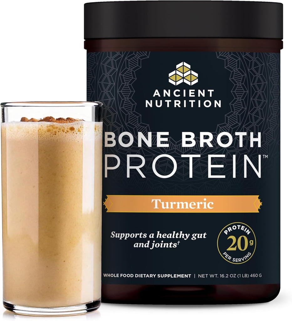 Eski Beslenme Çimi Fed, Cage Free, Bone Broth protein Toz, 20g protein, Hydrolyzed Collagen,, Keto & Paleo Friendly, Supports Joint & Gut Health, Turmeric, 20 Servisler