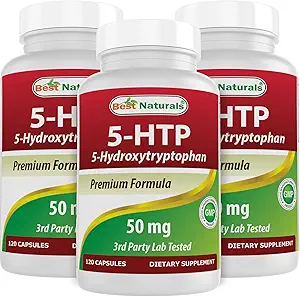 Best Naturals 5-HTP 50 mg 120 κάψουλες, 5 κάψουλες HTP Υποστηρίζει χαλάρωση και ξεκούραστο ύπνο (360 Count(Pack of 3))