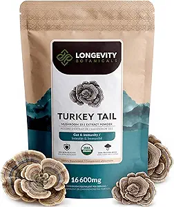 Organik Türkiye Tail Mushroom Toz Supplement 100g | Pure Fruiting Body 10:1 High Strength Extract | 50% Beta-D Glucans | 16,600 mg Raw Equivalent Per | Immune, Gut & Microbiome Support