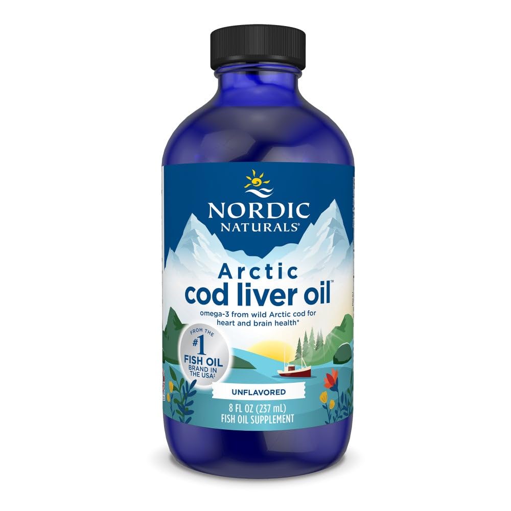 İskandinav Naturals Arctic Cod Liver Oil, Unflavored - 8 oz - 1060 mg Total Omega-3s with EPA & DHA - Heart & Brain Health, Sağlıklı Immunity, Genel Wellness - Non-GMO - 48 Servisler