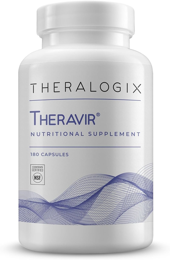 Theralogix Theravir Immune Support Supplement - Προσφορά 90 ημερών - Συμπλήρωμα υποστήριξης για γυναίκες και άνδρες - Περιλαμβάνει βιταμίνη D3, βιταμίνη C, ψευδάργυρο, Quercetin & μελατονίνη - NSF Πιστοποιημένο - 180 κάψουλες