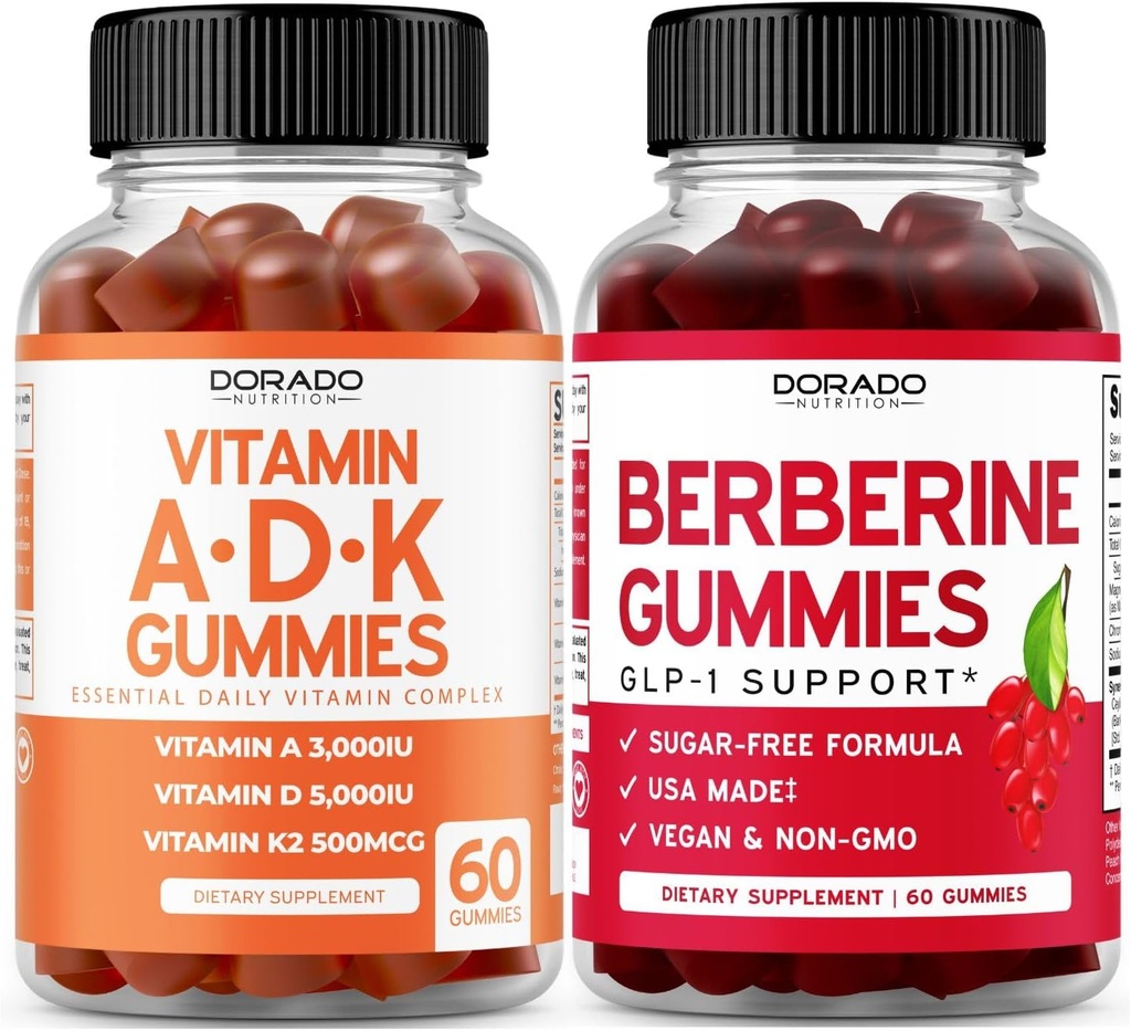 ADK Gummies Vitamin D3 K2 (60 Gummies) Şeker Ücretsiz Vitamin D3 K2 - D & K - 10 Vegan Supplement - Berberine Gummies with Ceylon Cinnamon for Adult - Non GMO & Made in USA
