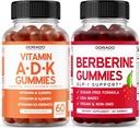 ADK Gummies Vitamin D3 K2 (60 Gummies) Şeker Ücretsiz Vitamin D3 K2 - D & K - 10 Vegan Supplement - Berberine Gummies with Ceylon Cinnamon for Adult - Non GMO & Made in USA