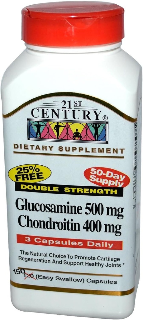 21. Yüzyıl Glucosamine Chondroitin 500/400 mg - Double Strength, cp 150 Count