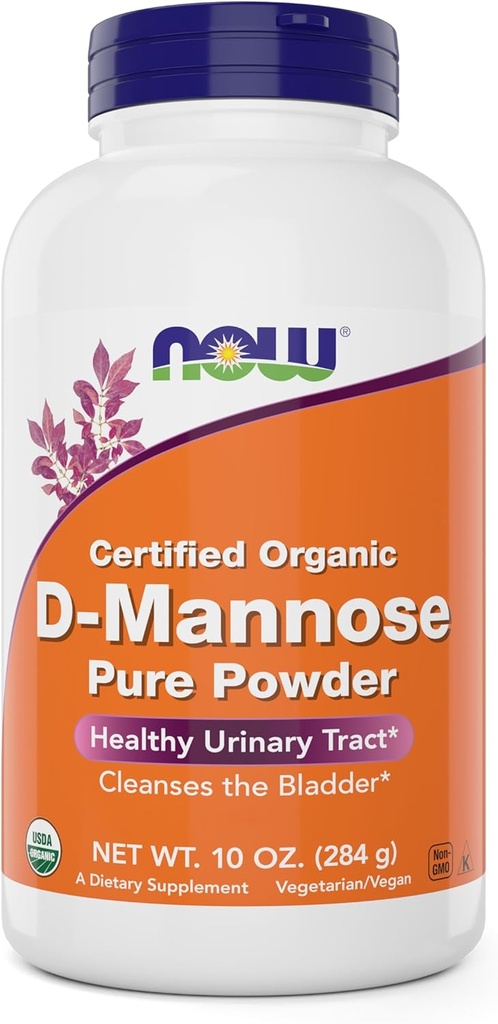 NOW Τρόφιμα Καθαρά, οργανικά D-Mannose 10 oz σκόνη - Cleander Bladder και ούρα Φυλλαδική Συμπλήρωμα Υγείας - Μη ΓΤΟ - Vegan Φιλικό - 2000mg / 2 γραμμάρια ανά υπηρεσία